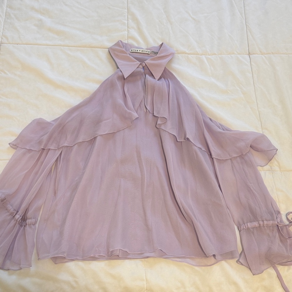 Alice + Olivia Light Purple Ruffle Blouse